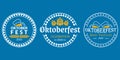 Oktoberfest logo, badge or label set. Beer festival poster or banner design elements. German fest signs. Stamp or seal collection Royalty Free Stock Photo